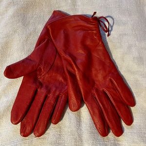Ladies red leather gloves